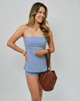 Linda Strapless Stripe Top front view