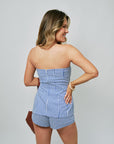 Cara Stripe Short and Linda Strapless Stripe Top back view
