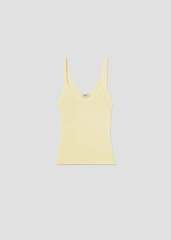 Jordan Tank in Lemon Drop laid flat
