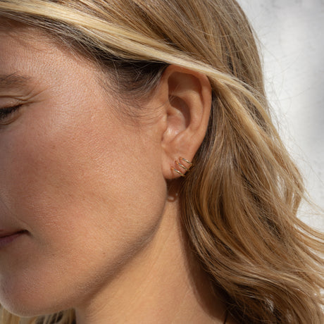 Quinn Hoop Earrings side view on model