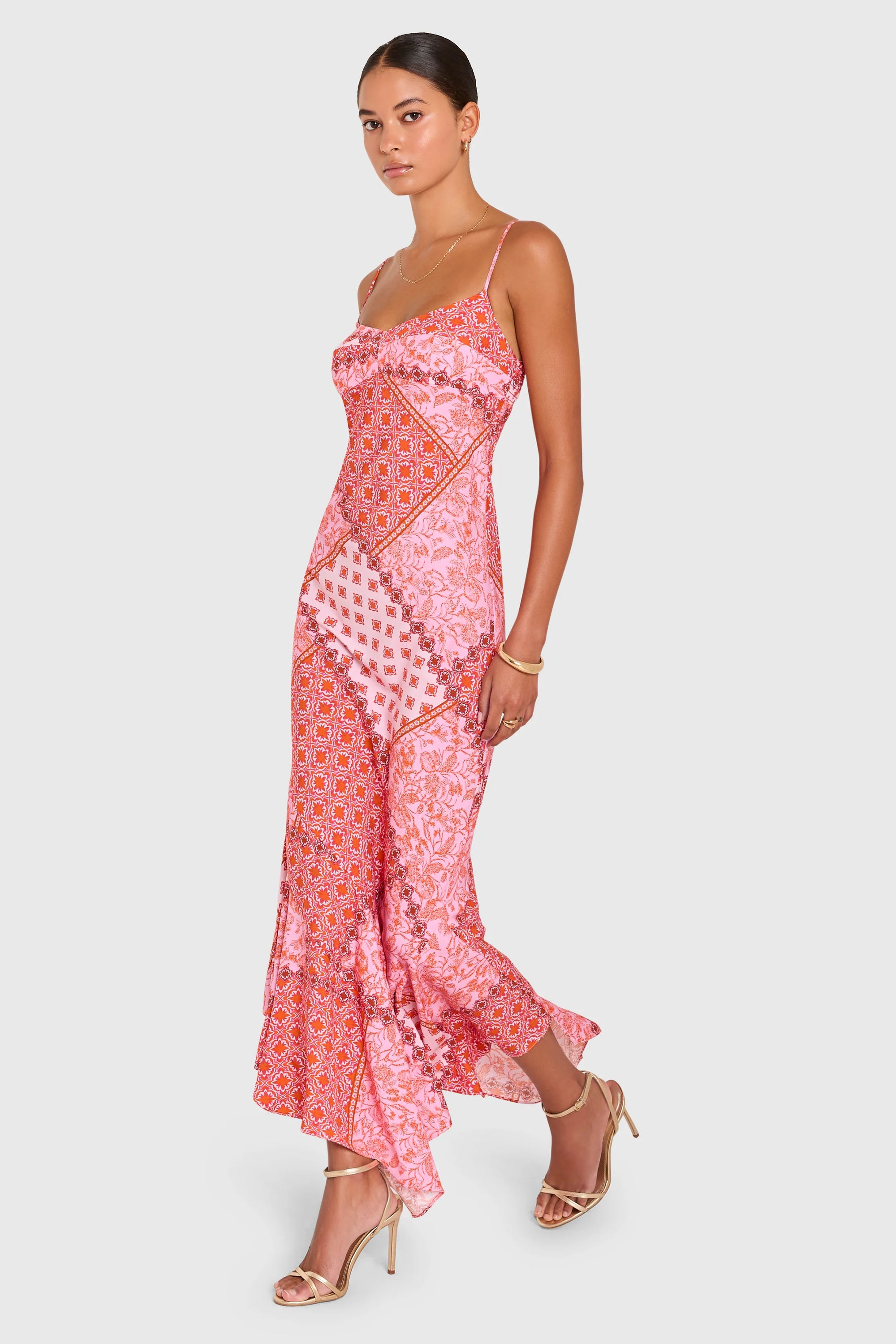 Kaysee Midi Dress side, model walking
