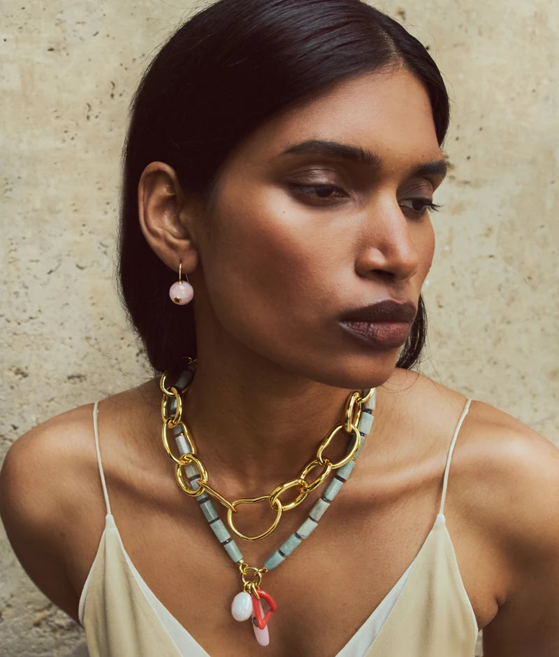 Porto Chain Necklace on model paired with another necklace