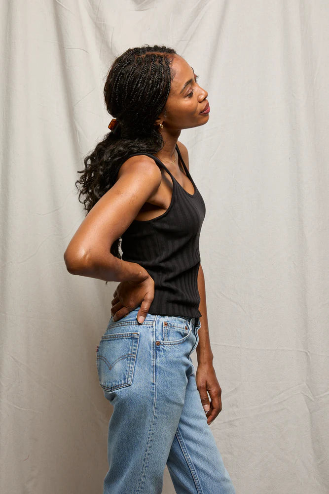 Rae Poorboy Rib Tank in Black side