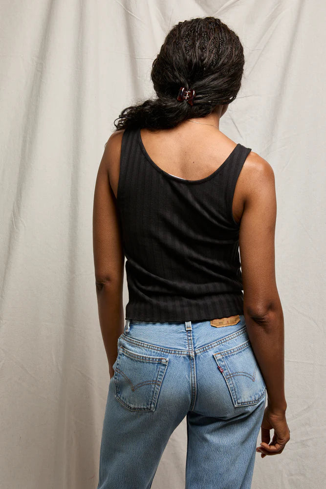 Rae Poorboy Rib Tank in Black back