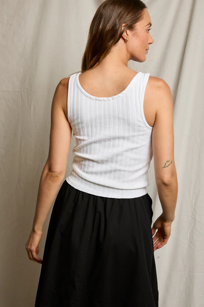 Rae Poorboy Rib Tank in White back