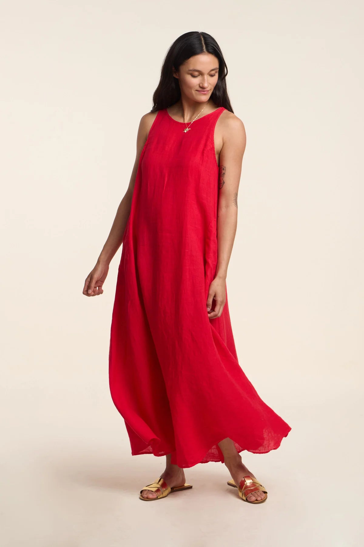 Reta Linen Dress front view