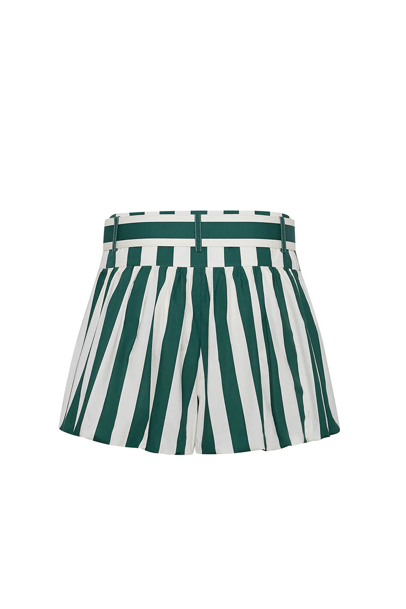 Green and white striped skirt on a white background