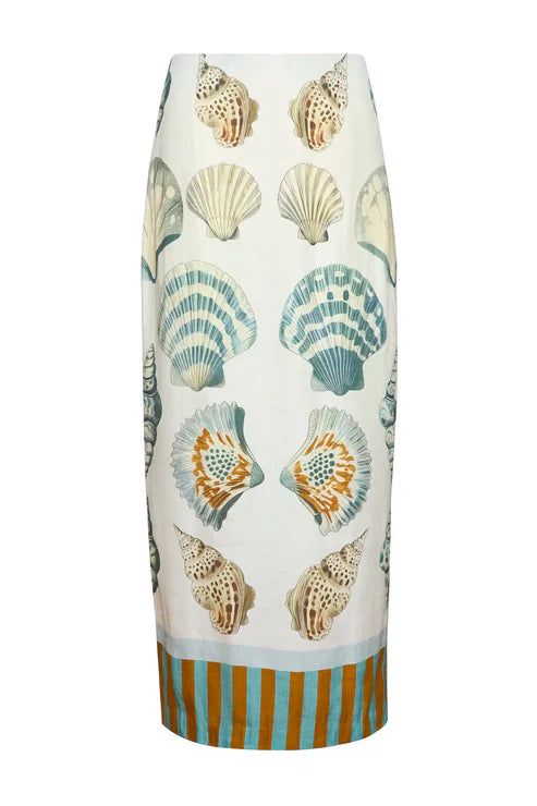 Skirt with shell pattern on a white background