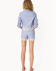 Luisa Cropped Button Down and Cassandra Mid Rise Short full body back