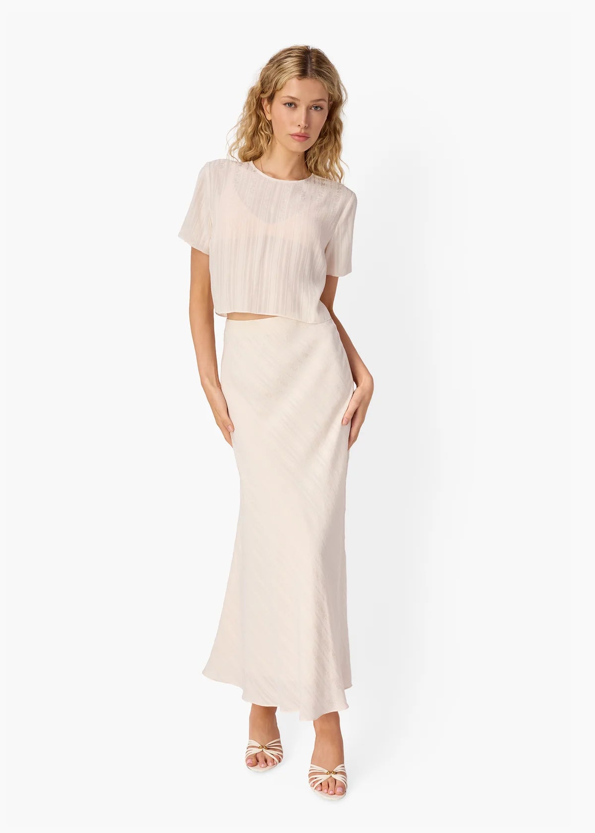 Josey Jacquard Stripe Tee with Piper Jacquard Stripe Skirt, front