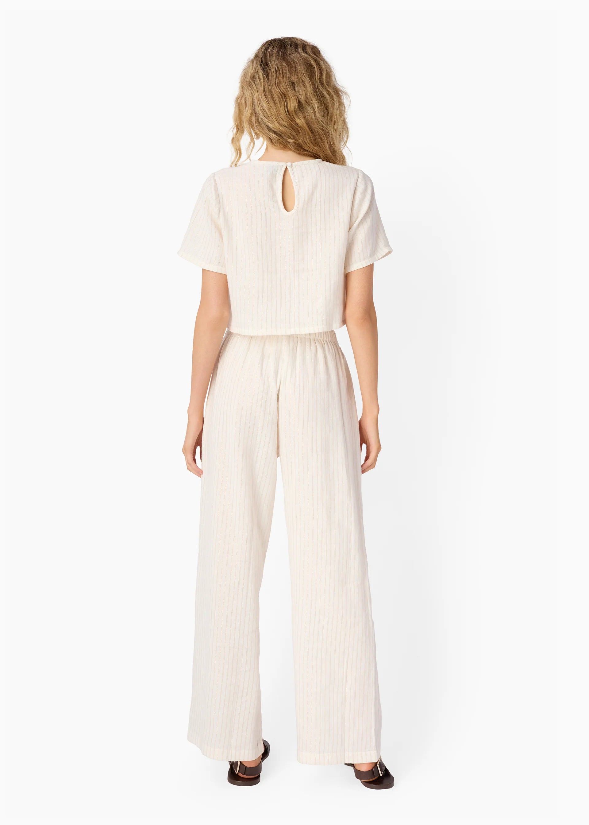 Mica Metallic Cotton Tee and Lima Metallic Cotton Pant full body back