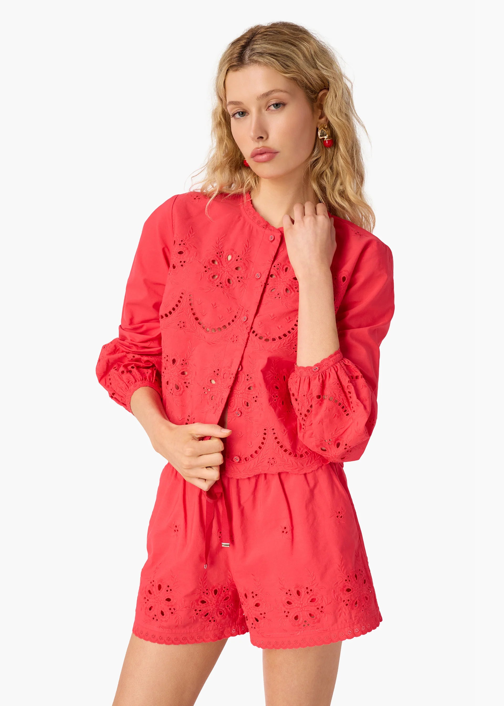 Kalena Cotton Blouse and Jomi Mid Rise Cotton Short front