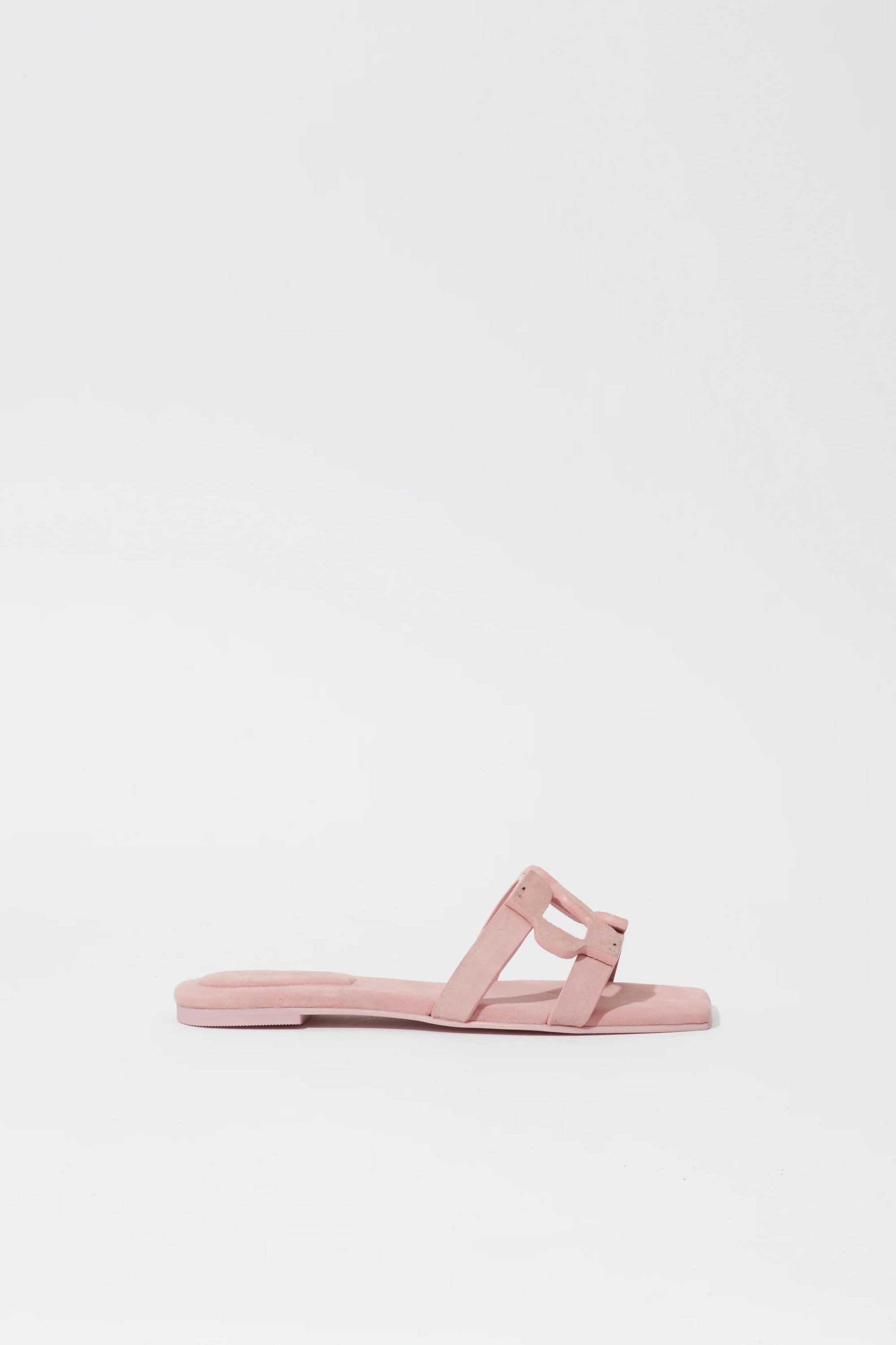 Monogram Suede Flat Slide side