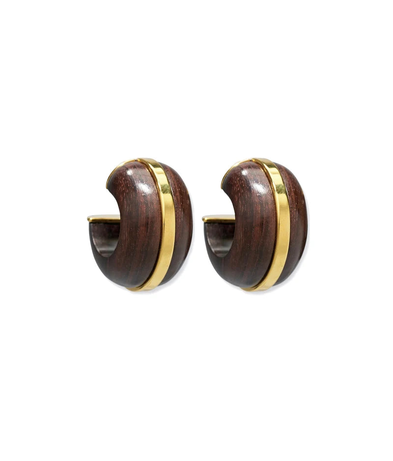 Halo Hoops in Acacia Wood on white background