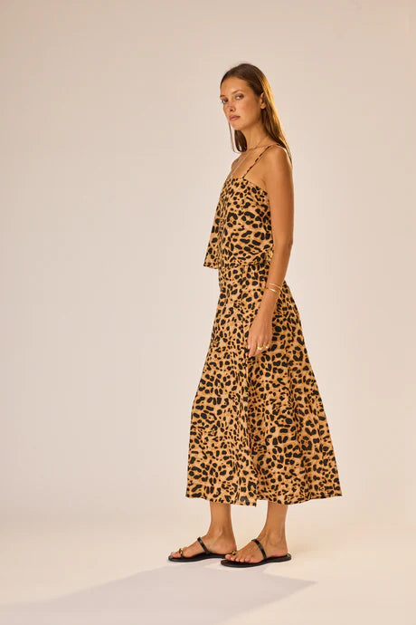Fern Cami Top in Leopard Cotton full body side view