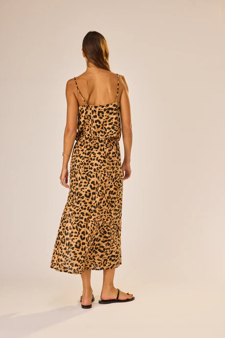 Fern Cami Top in Leopard Cotton full body back view