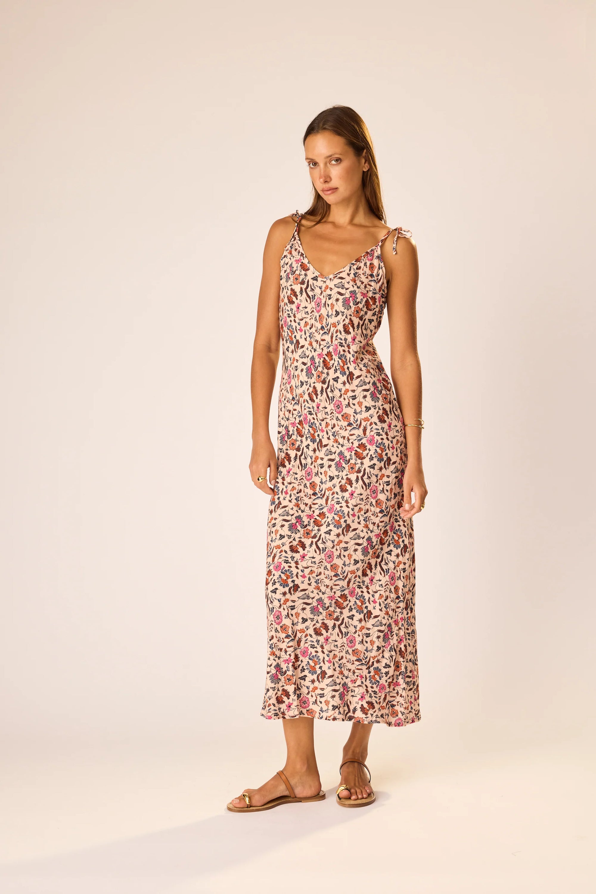 Dakota Dress full body front view with model's head slightly turned to side