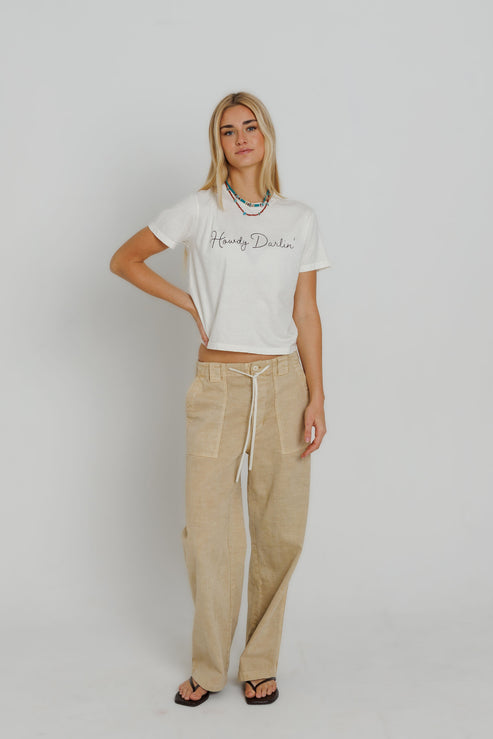 Howdy Darlin Everything Tee full body front view on model