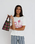 Palm Beach Hotel Tee close up front view on model
