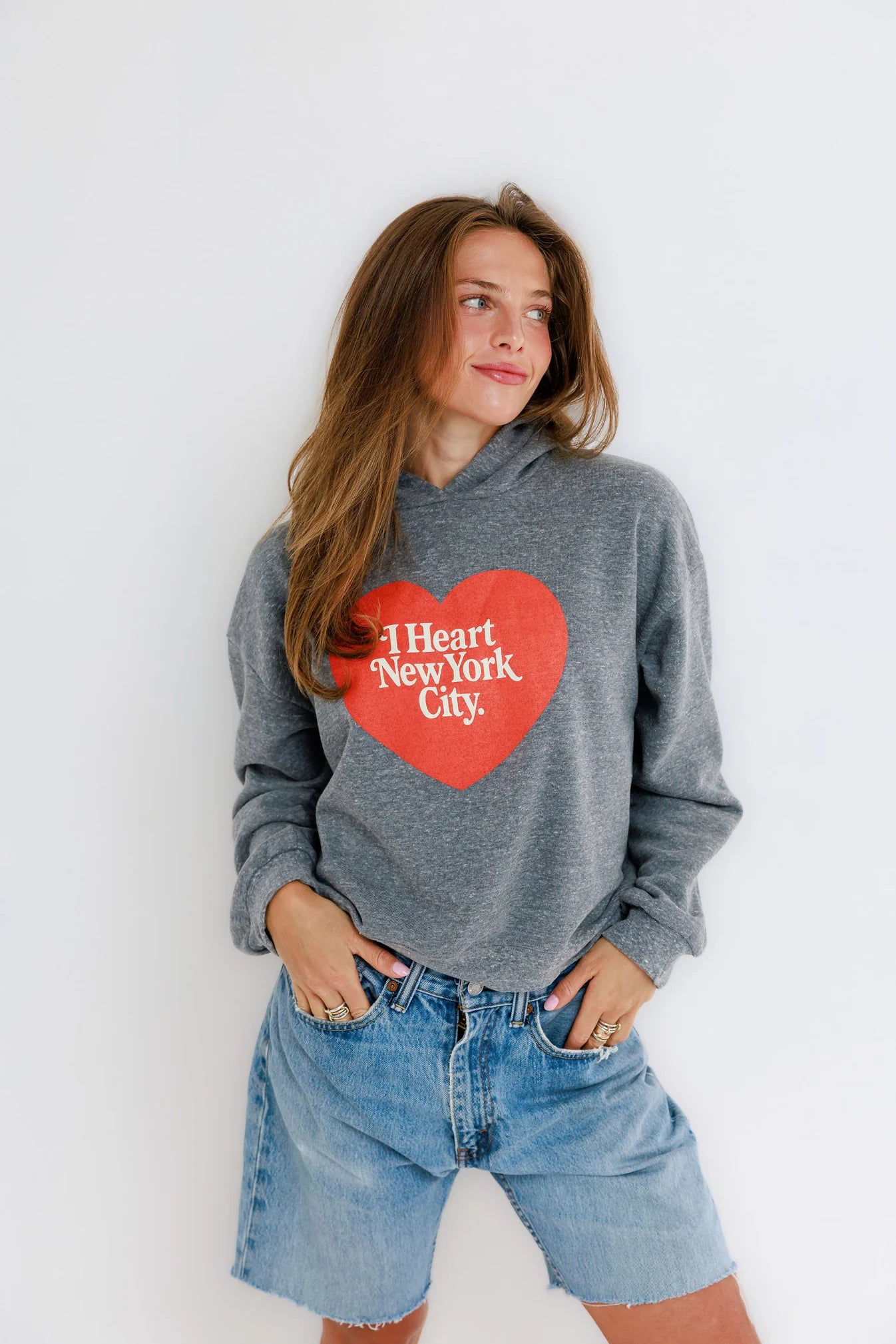 NYC Heart Classic Hoodie close up front
