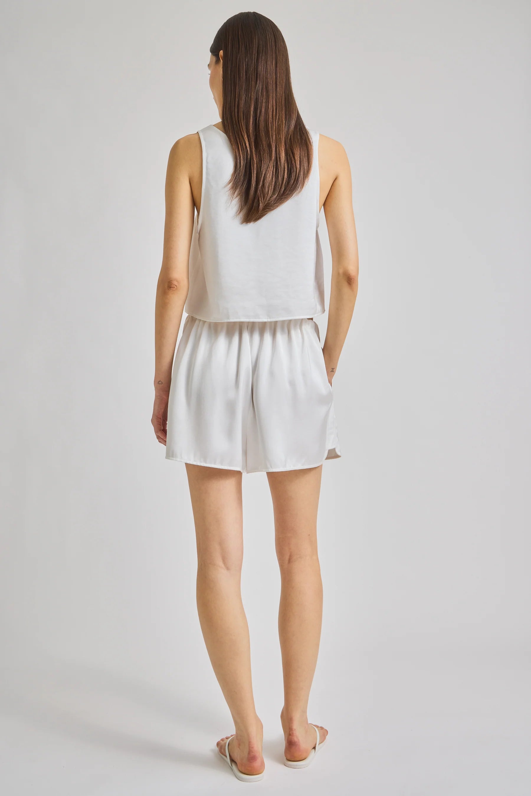 Lodi Cropped Tank White full body back