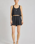 Lodi Cropped Tank Black and Paige Pull-on Short full body front