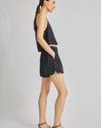 Lodi Cropped Tank Black and Paige Pull-on Short full body side