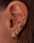 Cosimo Hoop Earrings Emerald in ear, bottom hole