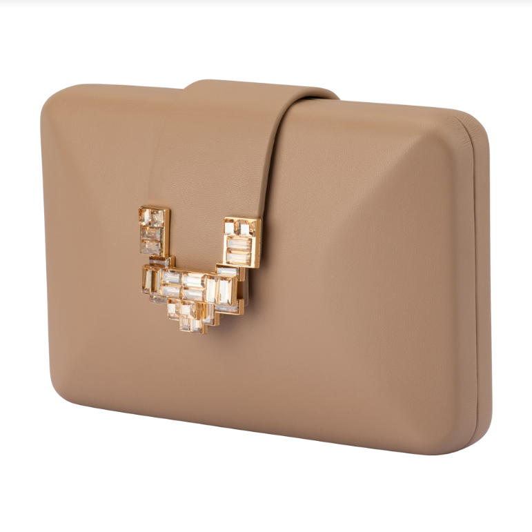 Eli Deco Inspired Clutch Natural front/side angle