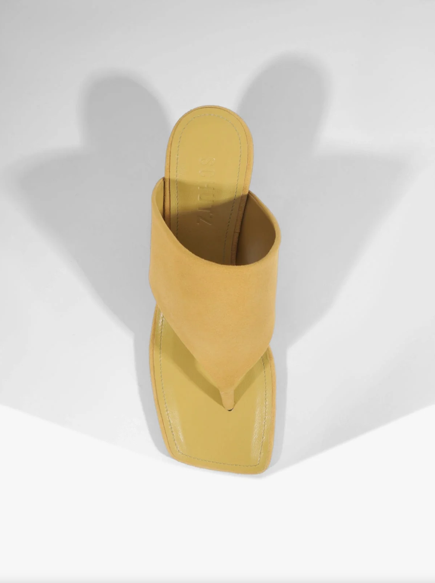 Sage Suede Stiletto Sandal top view