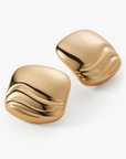 Rue Earrings Gold side by side