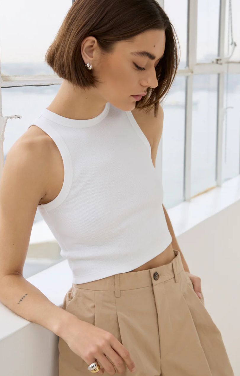 The Cropped Not So Basic Tank in White
