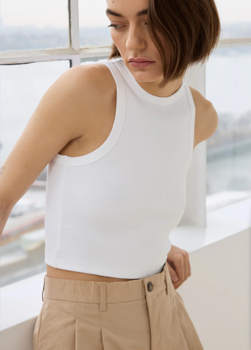The Cropped Not So Basic Tank in White
