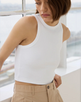 The Cropped Not So Basic Tank in White