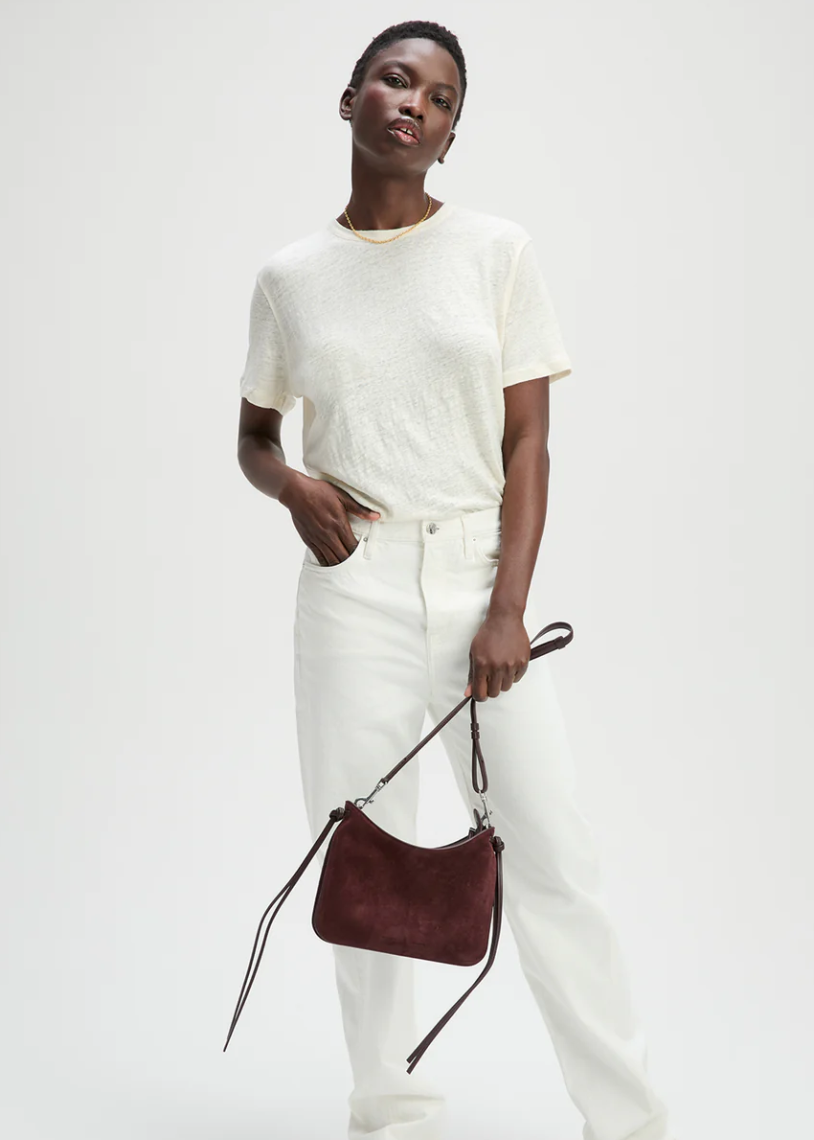 The Linen Perfect Tee In Cream full body front
