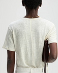 The Linen Perfect Tee In Cream close up back