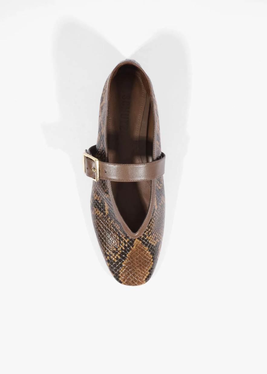 Vick Buckle Leather Ballet Flat top view