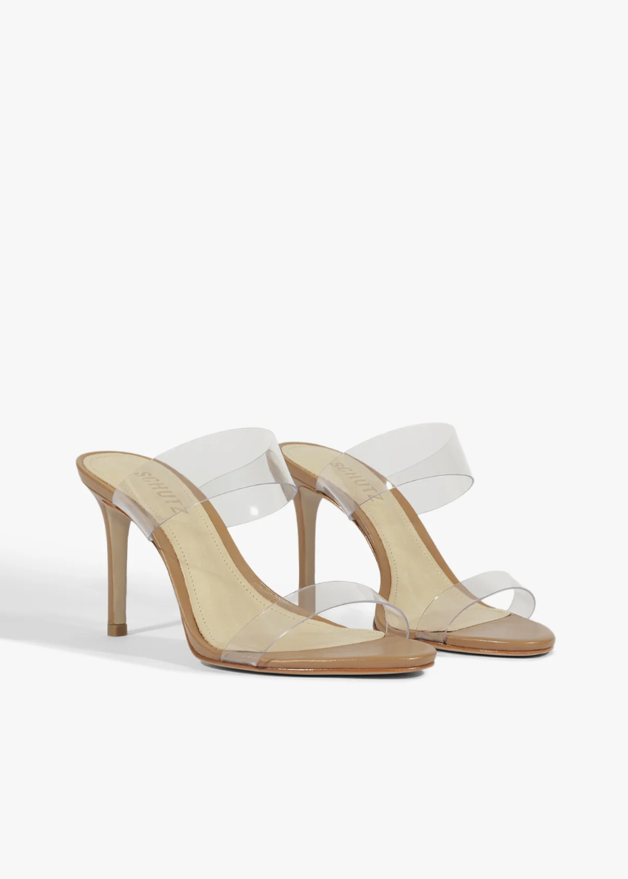 Ariella Clear Strap Heel in Brown side by side