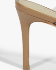Ariella Clear Strap Heel in Brown heel close up