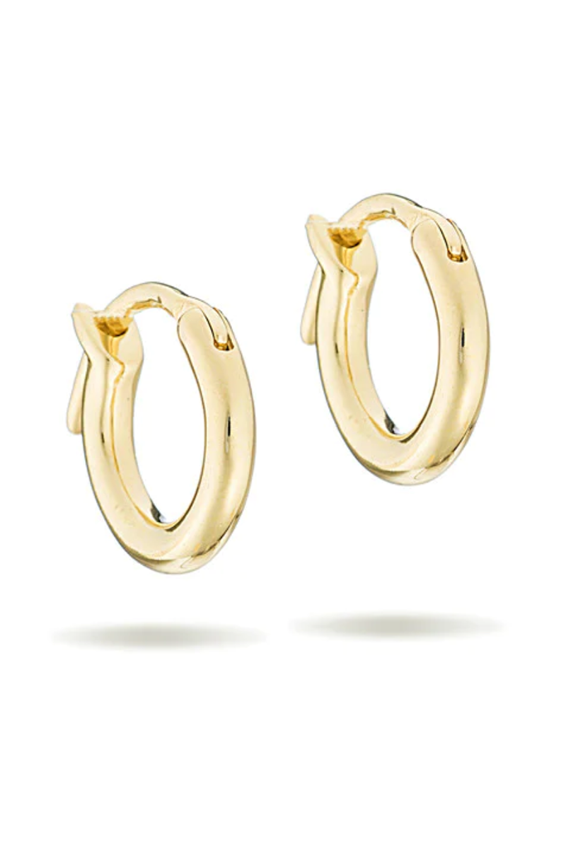 Adina Reyter Gold Huggie Hoops Flat Lay