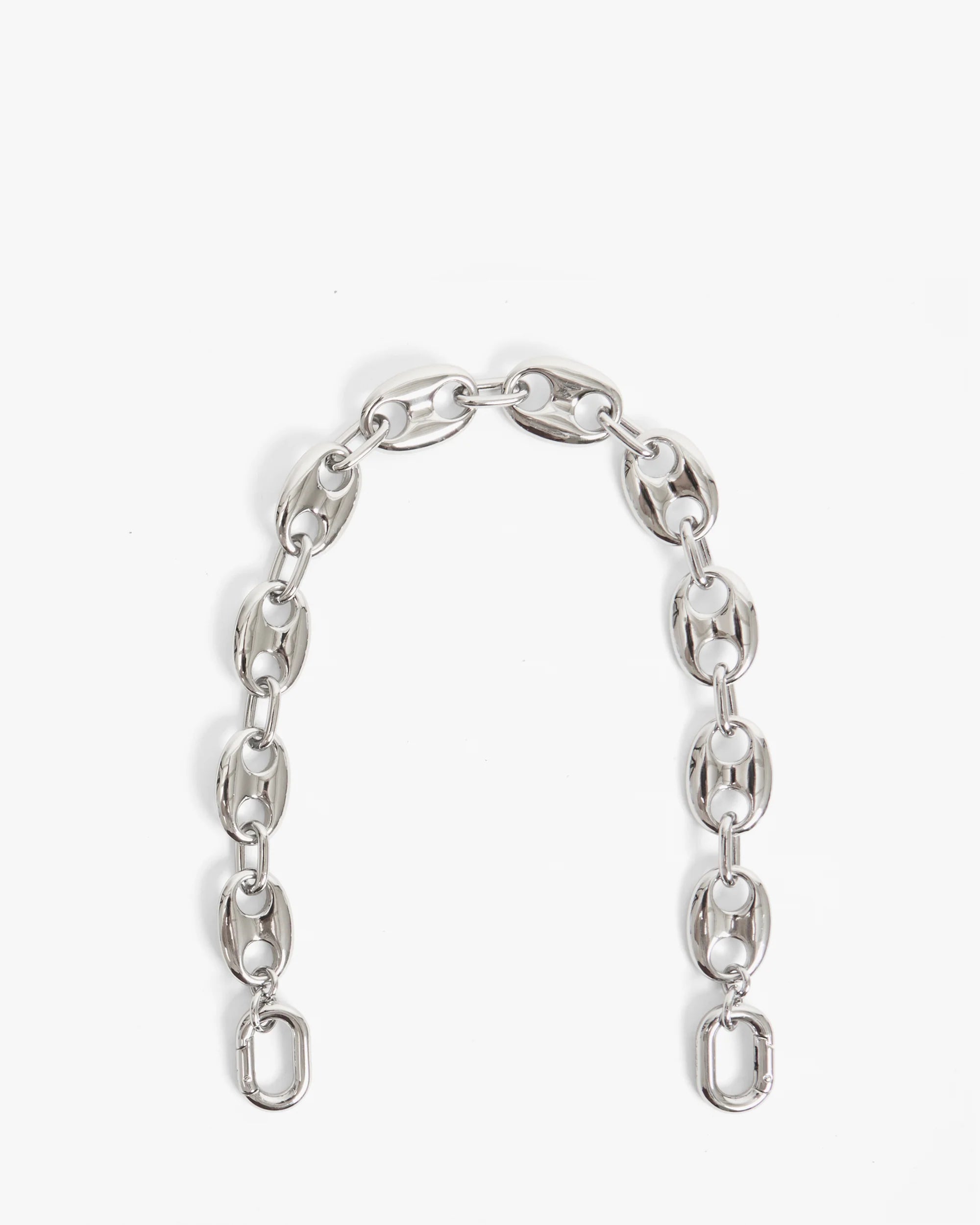 Silver chain bracelet on a white background