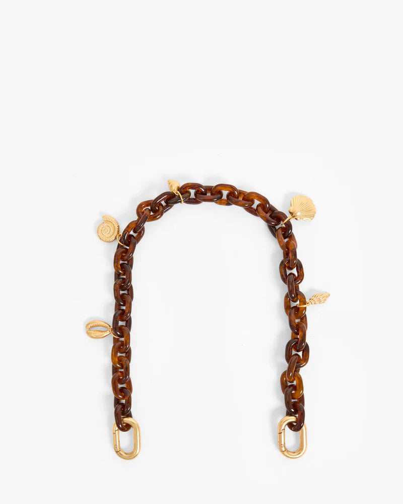 Shortie Strap Tortoise Resin with Sea Charms by itself on white background
