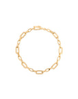 A gold paperclip chain bracelet with a lobster clasp, displayed on a clean white background.