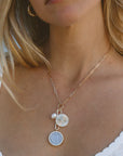 Solario Sundial Blue Lace Necklace on model