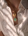 Solario Sundial Chrysoprase Necklace on model