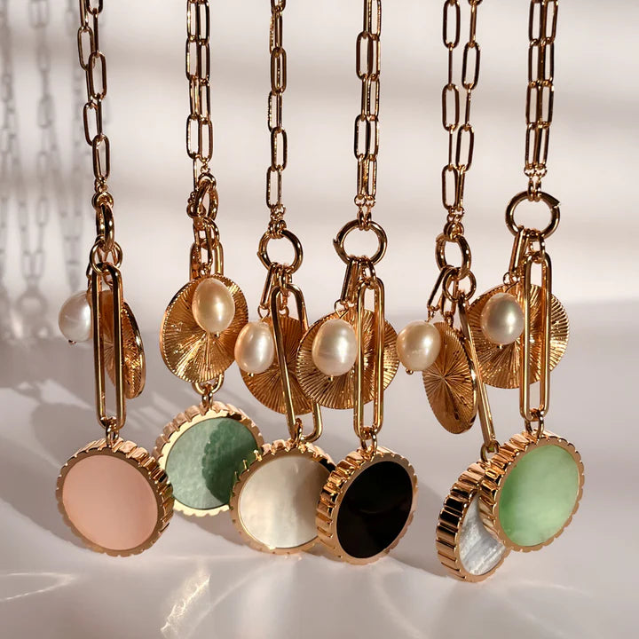 Solario Sundial Chrysoprase Necklace with other necklaces