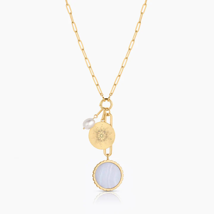 Solario Sundial Blue Lace Necklace close up