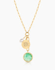Solario Sundial Chrysoprase Necklace close up charms