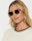 ST. LOUIS Matte Oyster 24K Sunglasses on model with average oval face shape