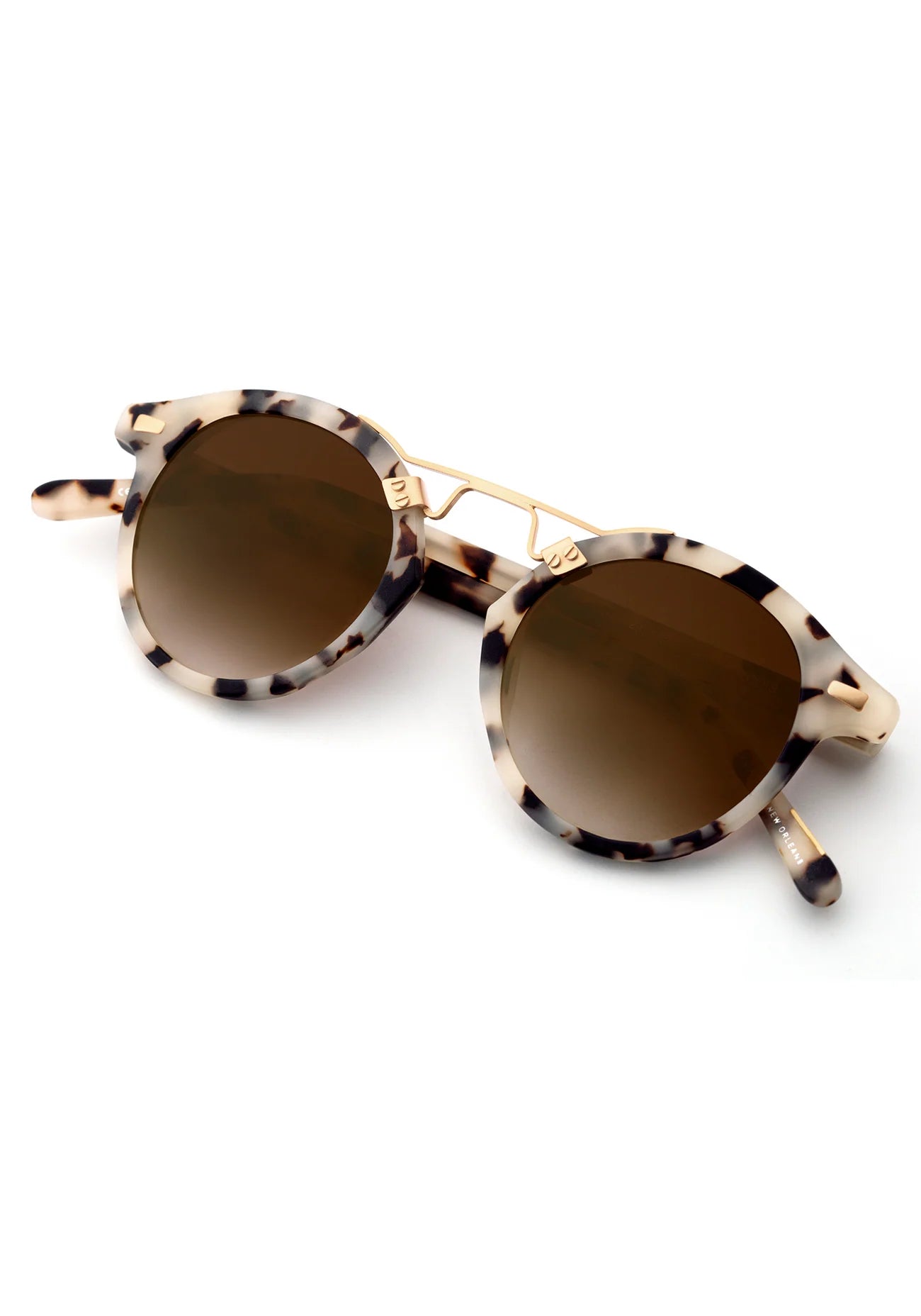 ST. LOUIS Matte Oyster 24K Sunglasses folded